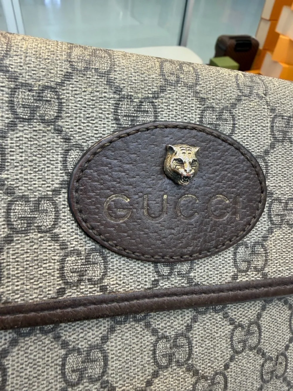 Gucci Brown/Beige GG Canvas Shoulder Bag with Web Strap
